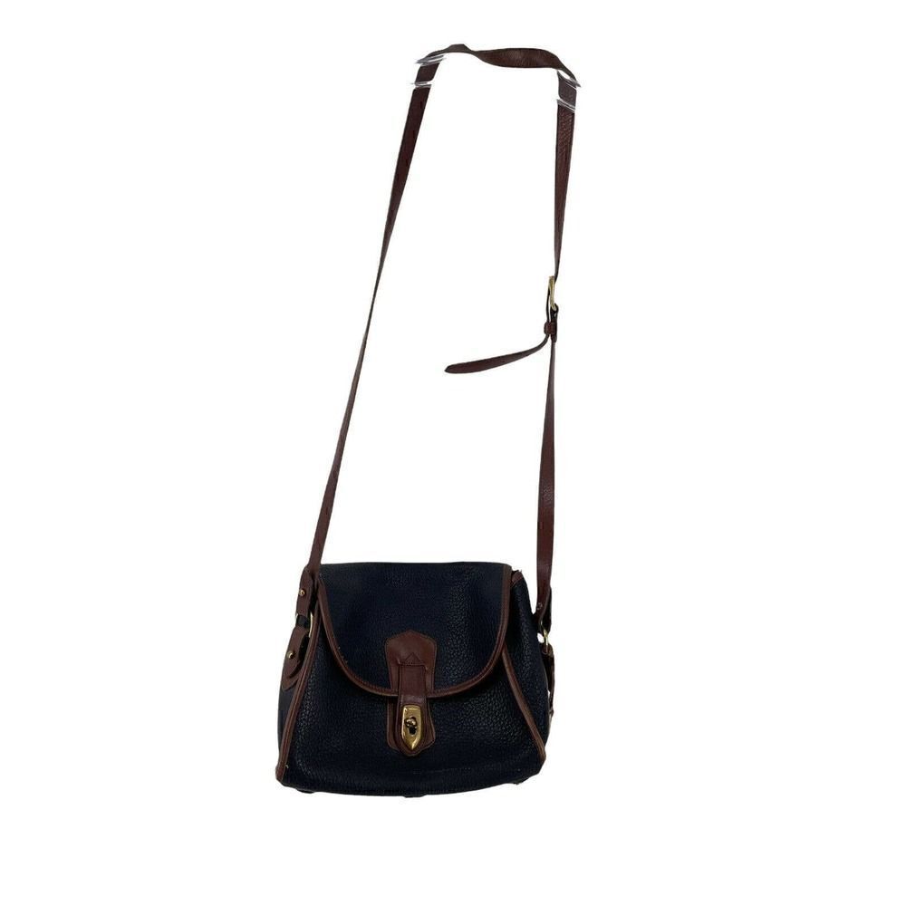 Dooney & Bourke Vintage 90s Crossbody Purse Black Pebbled Leather Turn Lock Bag